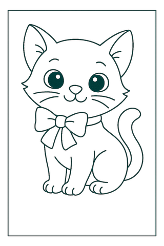 kotek z kokardą kolorowanka